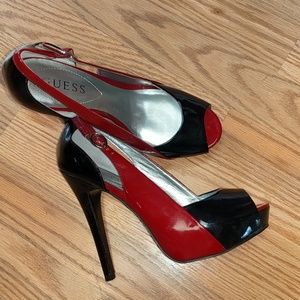 Guess - Red/Black Peep Toe Pumps